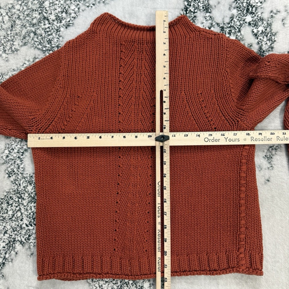 Poetry Womens 8 Chunky 100% Cotton Knit Sweater Rust Orange Long Sleeve Pullover - Picture 5 of 12